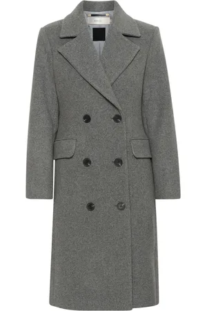 INWEAR Mantels, Dames, Grijs, S, Klassieke Lapel Coat Jas Graniet Melange
