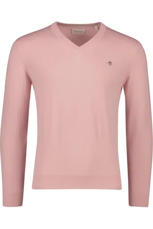 GANT Truien, Heren, Roze, 3Xl, Katoen, V-hals trui