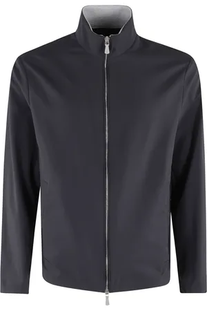 ELEVENTY Sweatshirts & Hoodies, Heren, Blauw, 2Xl, Opstaande Kraag Volledige Rits Jas