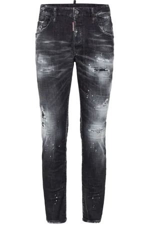 Dsquared2 Jeans, Heren, Zwart, L, Denim, Distressed Skinny Cut Denim Jeans
