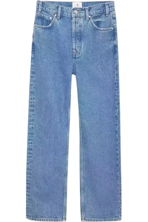 ANINE BING Jeans, Dames, Blauw, W27, Katoen, Blauwe Straight Jeans met hoge taille