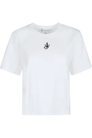 J.W.Anderson Tops, Dames, Wit, L, Geborduurde Crop T-shirt