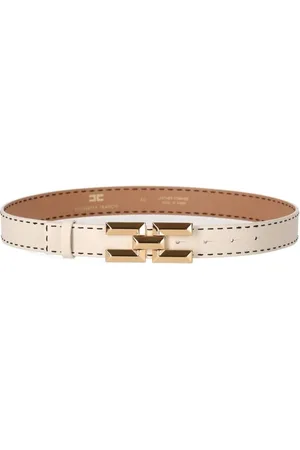Elisabetta Franchi Accessoires, Dames, , M, Leer, Boter Hoge Taille Riem van Leer