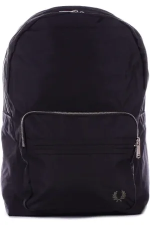 Fred Perry Tassen, unisex, Zwart, ONE Size, Polyester, Logo Rugzak met Rits aan de Voorkant