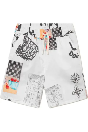 Les Deux Korte broeken, Heren, Wit, L, Katoen, Cotton Poplin Shorts met Speelse Print