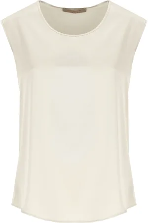 D.EXTERIOR Tops, Dames, , L, Satijn, Satin Crew Neck Sleeveless Top