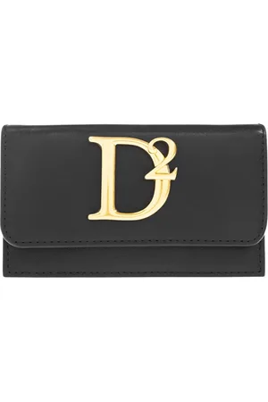 Dsquared2 Accessoires, Dames, Zwart, ONE Size, Leer, Kaarthouder met drukknoopsluiting