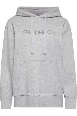 J.W.Anderson Sweatshirts & Hoodies, Dames, Grijs, XS, Katoen, Logo Borduurwerk Unisex Hoodie