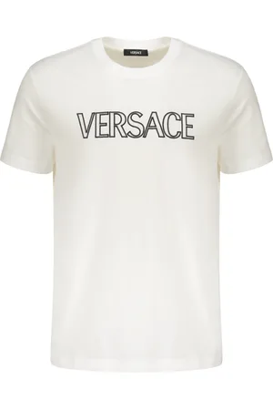 VERSACE Tops, Heren, Wit, 3Xl, Katoen, Geborduurd Logo Katoenen T-shirt