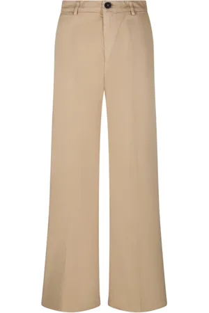 FORTE FORTE Broeken, Dames, Bruin, M, Katoen, Camel Wide Leg Pant