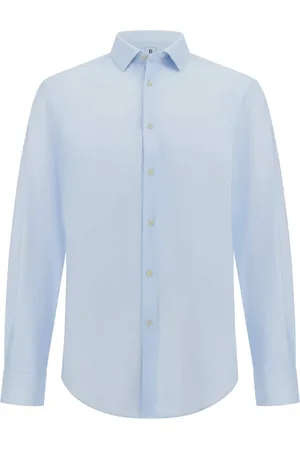 Boggi Milano Overhemden, Heren, Blauw, 2Xl, Nylon, Slim Fit Stretch Nylon Overhemd