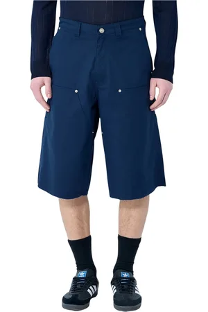 WALES BONNER Korte broeken, Heren, Blauw, L, Katoen, Katoen-Viscose Shorts met Middelhoge Taille