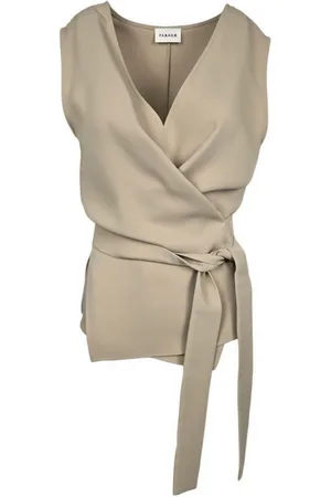 P.A.R.O.S.H. Tops, Dames, , L, Polyester, Mouwloze top met V-hals en riem