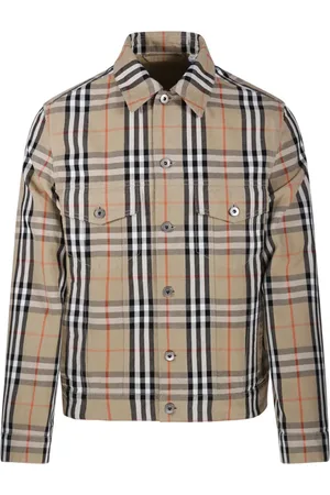Burberry Jassen, Heren, , L, Katoen, Check Jas