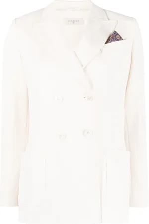 Circolo Jassen, Dames, Wit, L, Katoen, Double-Breasted Katoenen Blazer