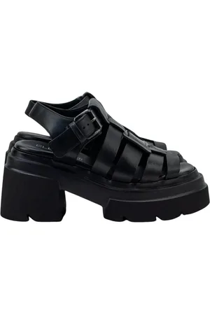 Elena Iachi Schoenen, Dames, Zwart, 40 EU, Leer, Sandalen met hoge hak