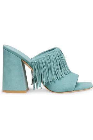 Stuart Weitzman Schoenen, Dames, Groen, 36 EU, Suède, Elegante Sandaal met Franjes