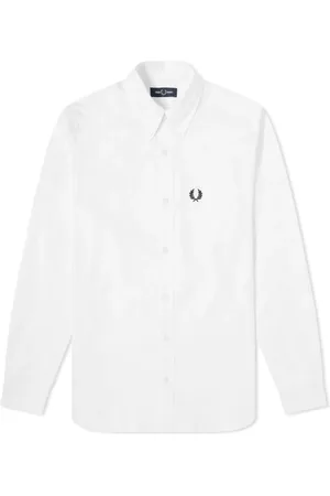 Fred Perry Overhemden, Heren, Wit, M, Katoen, Authentic Button Down Oxford Shirt