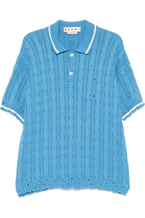 Marni Tops, Heren, Blauw, L, Geborduurde Trui met Knopen