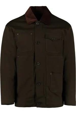 Dsquared2 Jassen, Heren, Groen, M, Katoen, Afneembare Down Korte Jas met Geribbelde Kraag