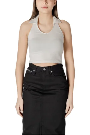 Calvin Klein Tops, Dames, , M, Katoen, Klassieke V-hals Katoenen Top