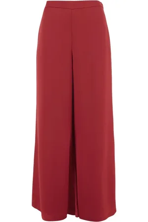 By Malene Birger Broeken, Dames, Rood, S, Polyester, Rode Uitlopende Broek met Hoge Taille