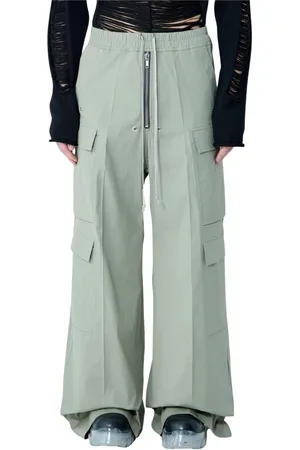 Rick Owens Broeken, Heren, Groen, XL, Katoen, Stretch Katoenen Cargo Broek