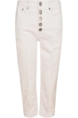 Dondup Broeken, Dames, Wit, W31, Katoen, Losse broek