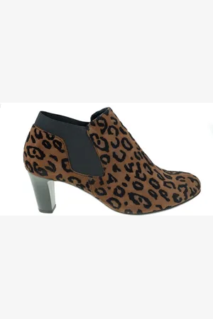 Gabor Schoenen, Dames, Bruin, 35 1/2 EU, Suède, Trendy Enkellaars met Luipaardprint