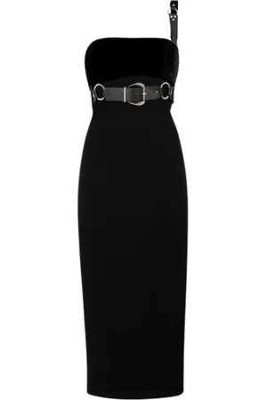 Roberto Cavalli Kleedjes, Dames, Zwart, M, Leer, Studded Leather Harness Dress