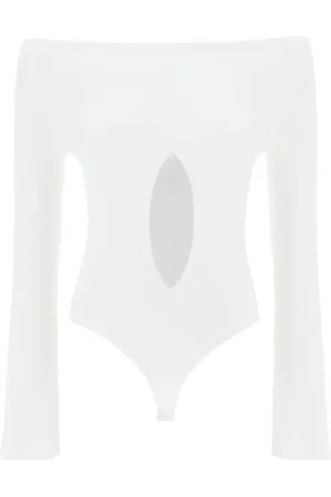 Courrèges Tops, Dames, Wit, S, Katoen, Jersey Body met Cut Out