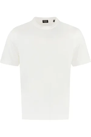 Ermenegildo Zegna Tops, Heren, , 2Xl, Katoen, Zijden Katoenmix T-shirt met Geribbelde Halslijn