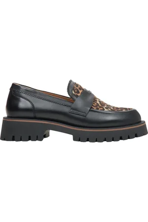 Estro Schoenen, Dames, Zwart, 39 EU, Leer, Zwarte Loafers