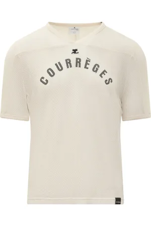 Courrèges Tops, Heren, , L, Katoen, Baseball Mesh T-shirt met Print
