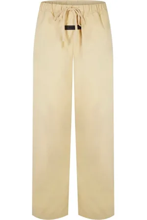FEAR OF GOD Broeken, Dames, , M, Katoen, Logo Relaxed Broek Zandkleurige Pantalon