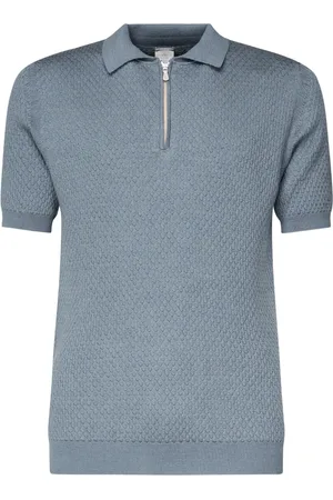 ELEVENTY Truien, Heren, Blauw, L, Wol, V-Hals Gebreide Poloshirt
