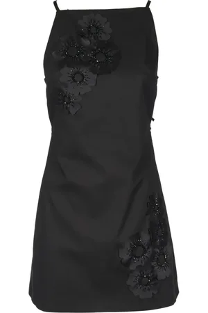 Msgm Kleedjes, Dames, Zwart, S, Katoen, Zwarte Korte Vetersluiting Jurk