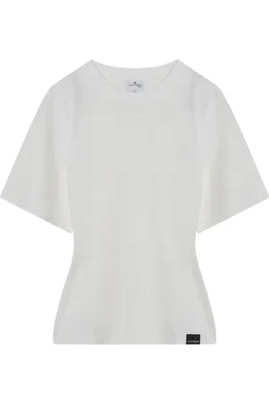 Courrèges Tops, Dames, Wit, M, Katoen, T-shirt met ronde hals