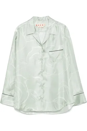 Marni Blouses & Shirts, Dames, Groen, L, Mint Groene Camp Kraag Shirt