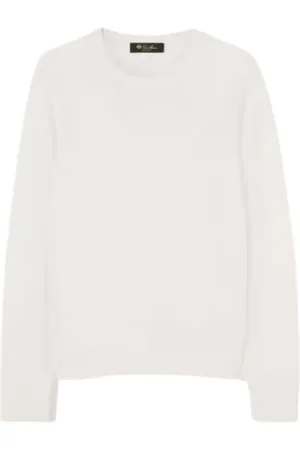 Loro Piana Truien, Dames, Wit, M, Kasjmier, Neo Piuma Crew Neck