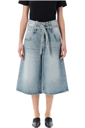 Low Classic Korte broeken, Dames, Blauw, M, Denim, Blauwe Denim Bermuda Shorts met Riem