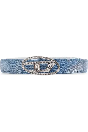 Diesel Accessoires, Dames, Blauw, 85 CM, Denim, Belt B-1Dr Strass