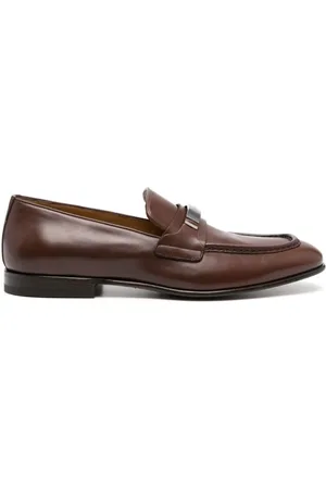 Salvatore Ferragamo Schoenen, Heren, Bruin, 42 EU, Leer, Metalen Gegraveerde Moc Calf Bruine Loafers