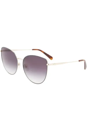 Longchamp Accessoires, Dames, Grijs, ONE Size, Gouden Metalen Zonnebril