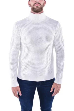 ELEVENTY Truien, Heren, Wit, 2Xl, Wol, Skinny Turtleneck in Crème