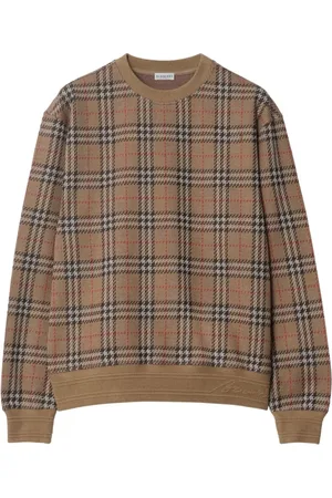 Burberry Truien, Heren, Veelkleurig, L, Katoen, Geborduurde Logo Trui met Ronde Hals