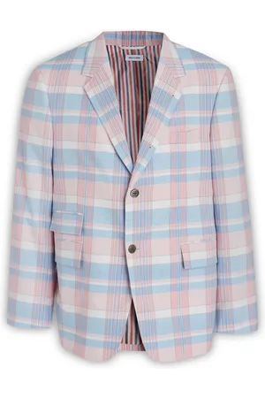 Thom Browne Pakken, Heren, Veelkleurig, L, Katoen, Tailored blazer met ruitpatroon