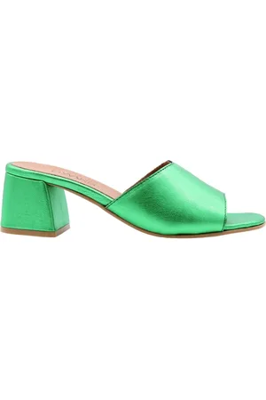 DWRS Schoenen, Dames, Groen, 36 EU, Leer, Hudson Heeled Mules