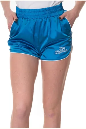 Moschino Korte broeken, Dames, Blauw, L, Polyester, Contrast Piping Shorts