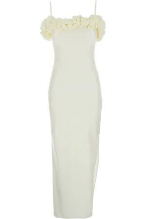 COPERNI Kleedjes, Dames, Wit, S, Mouwenloze Lange Jurk met Gedrapeerd Detail